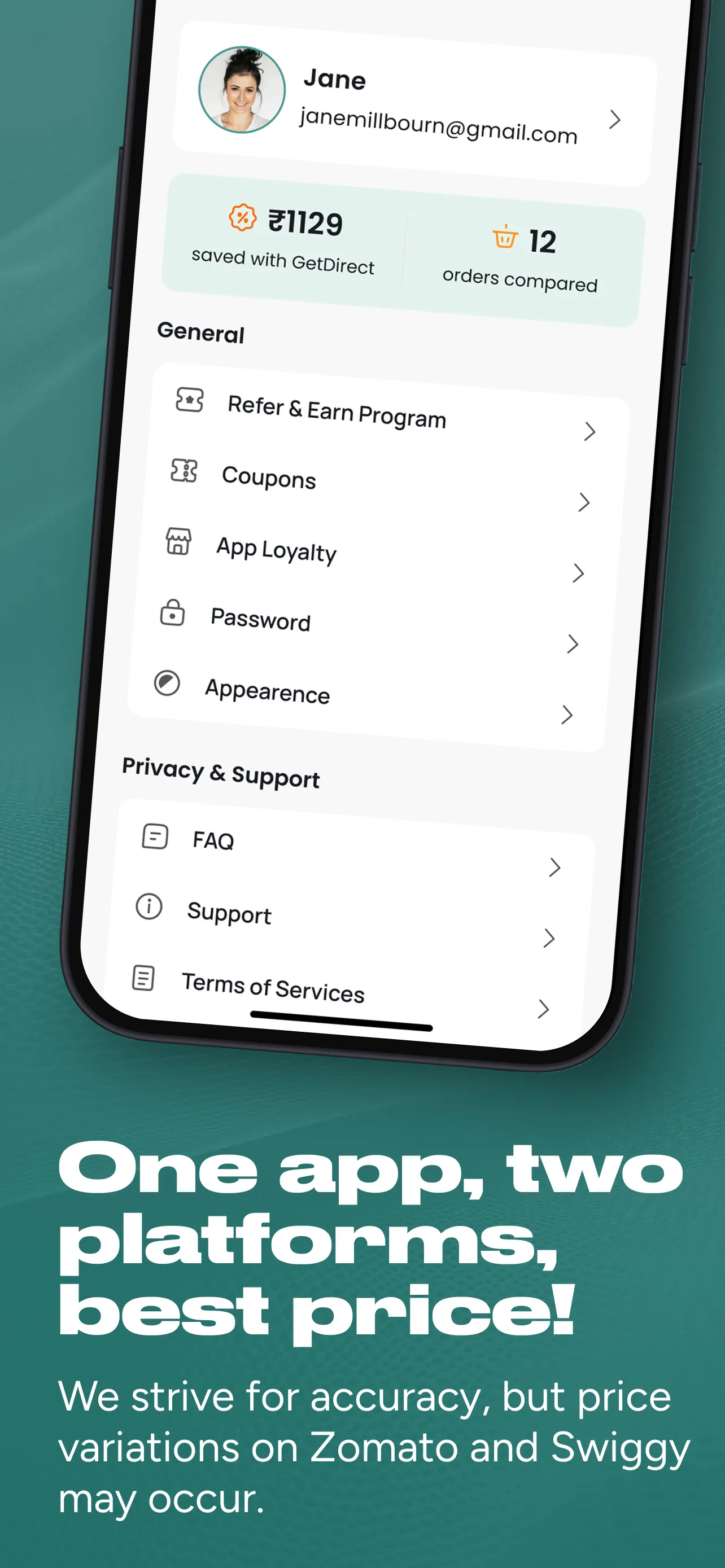 GetDirect - Compare Food Apps | Indus Appstore | Screenshot