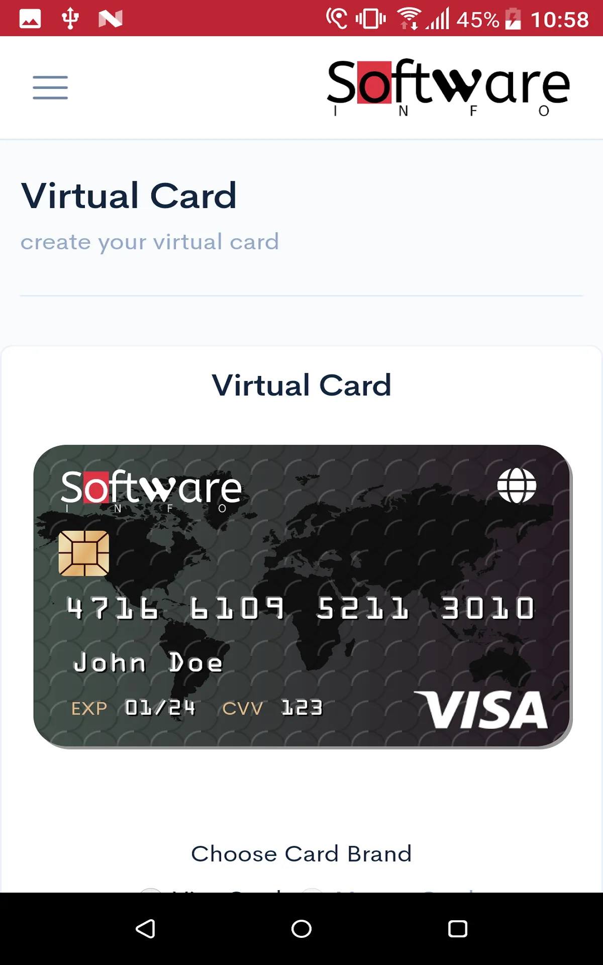 Create Virtual Card Instantly | Indus Appstore | Screenshot