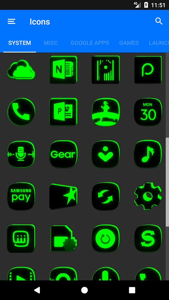 Flat Black and Green IconPack | Indus Appstore | Screenshot