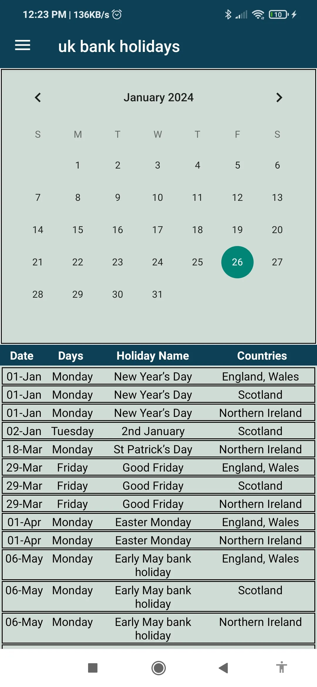 UK Bank Holiday 2024 | Indus Appstore | Screenshot