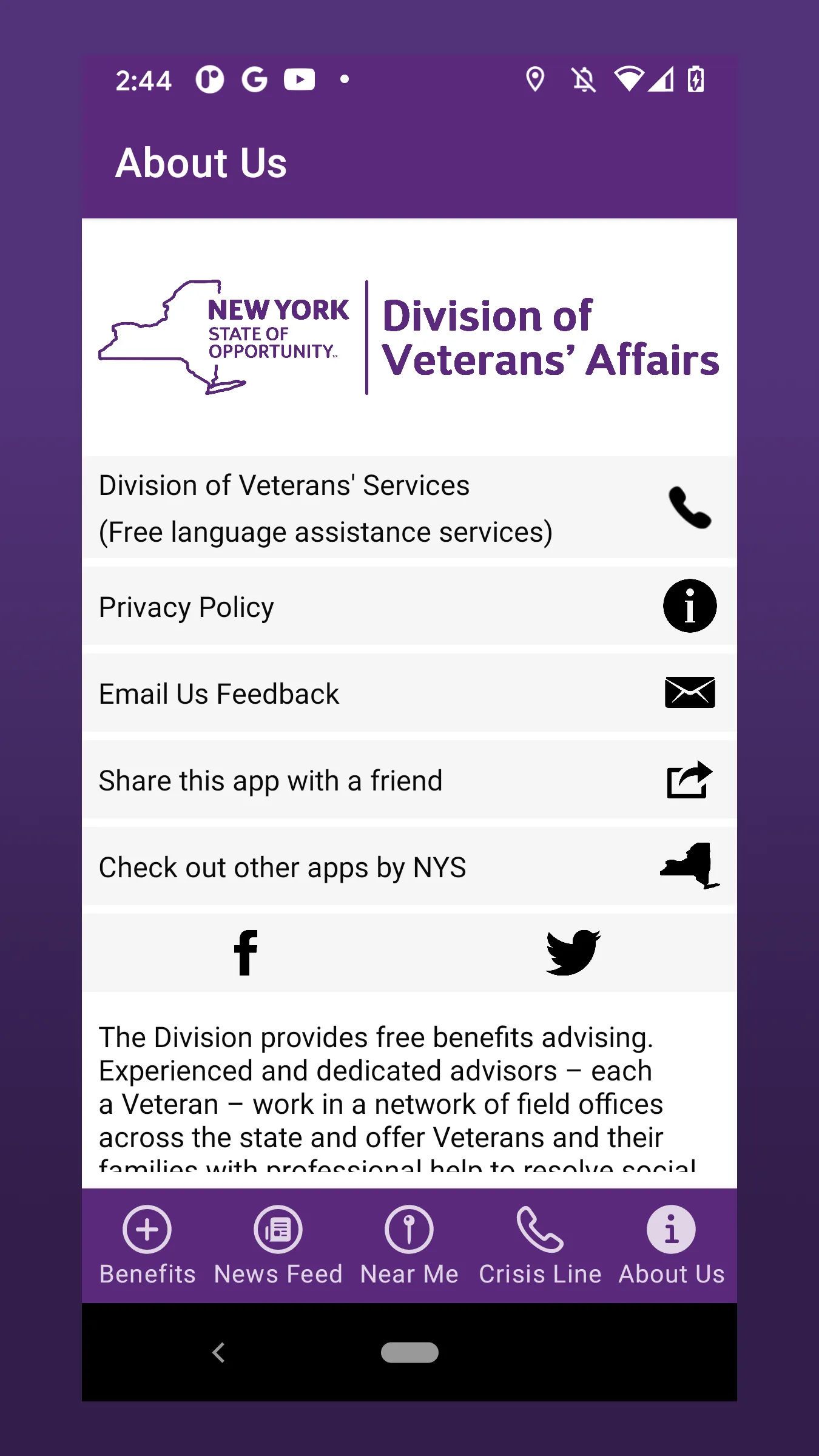 NYS Veterans | Indus Appstore | Screenshot