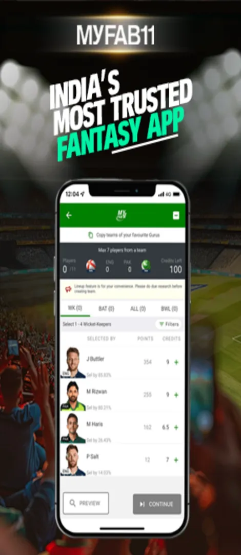 MyFab11 : Fantasy Cricket App | Indus Appstore | Screenshot