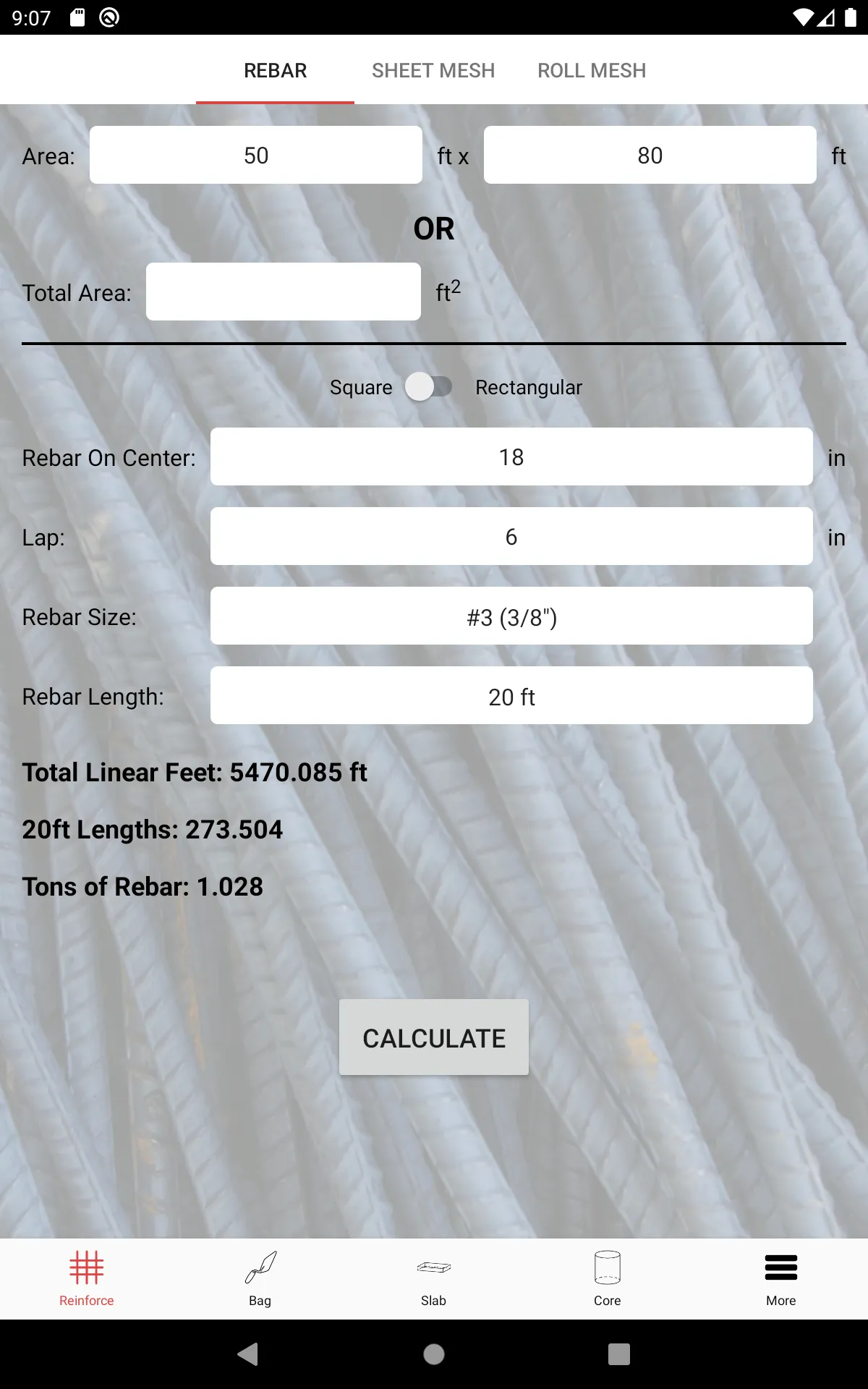 Rebar Calc | Indus Appstore | Screenshot