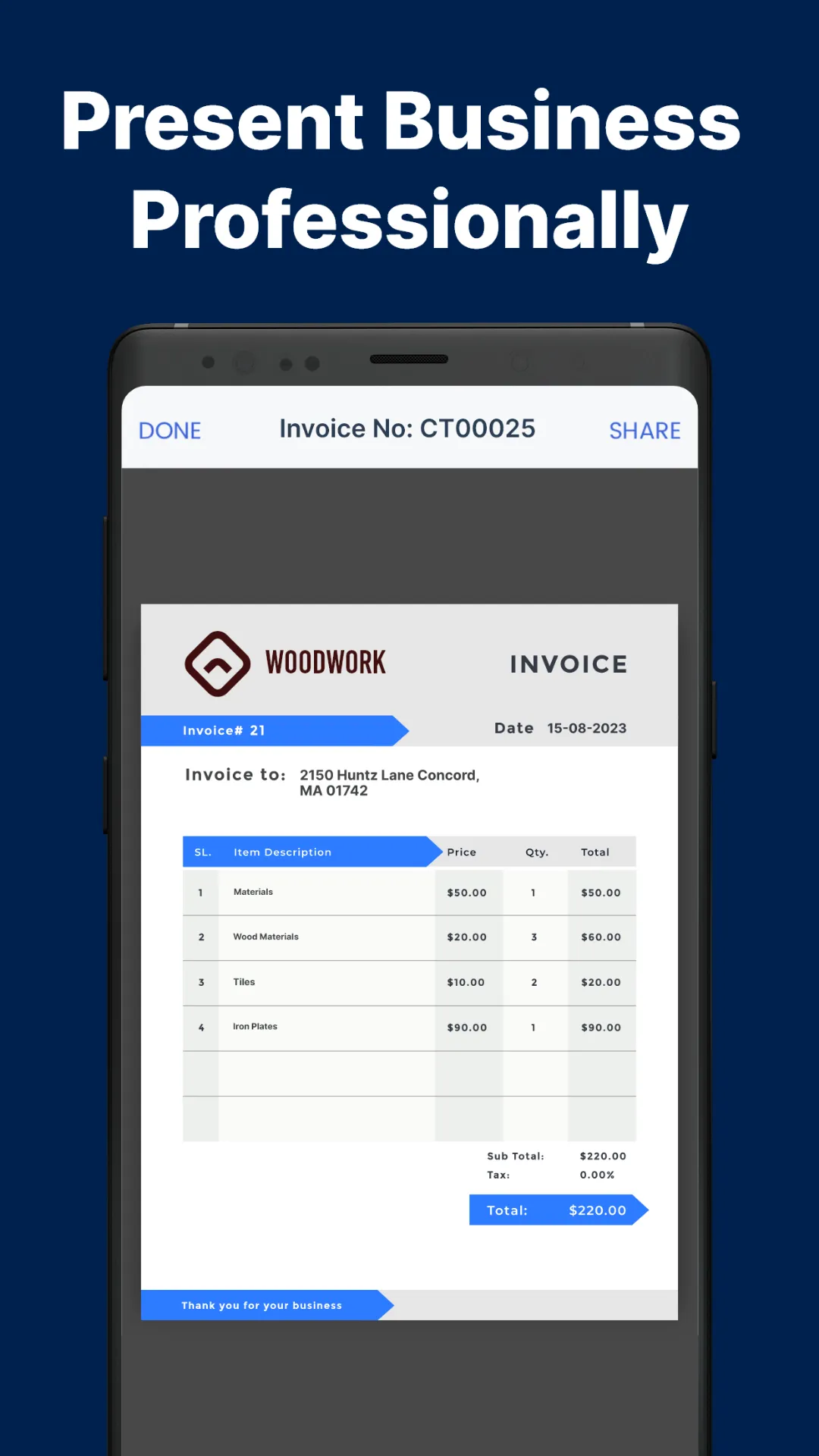 Easy Invoice & Estimates Maker | Indus Appstore | Screenshot