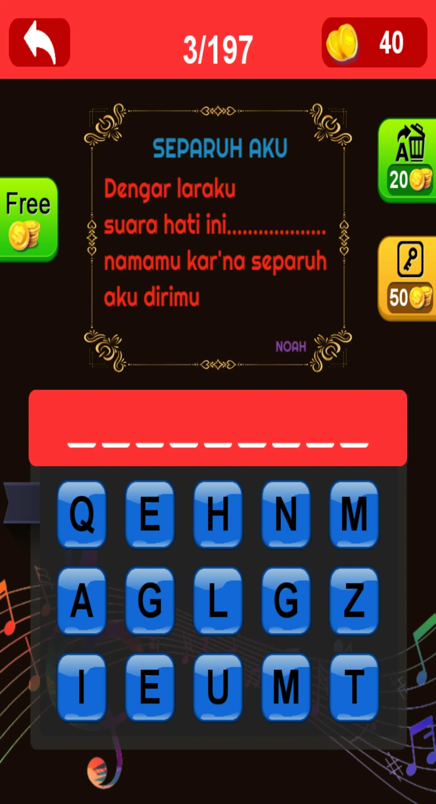 Song Lyrics Quiz | Indus Appstore | Screenshot