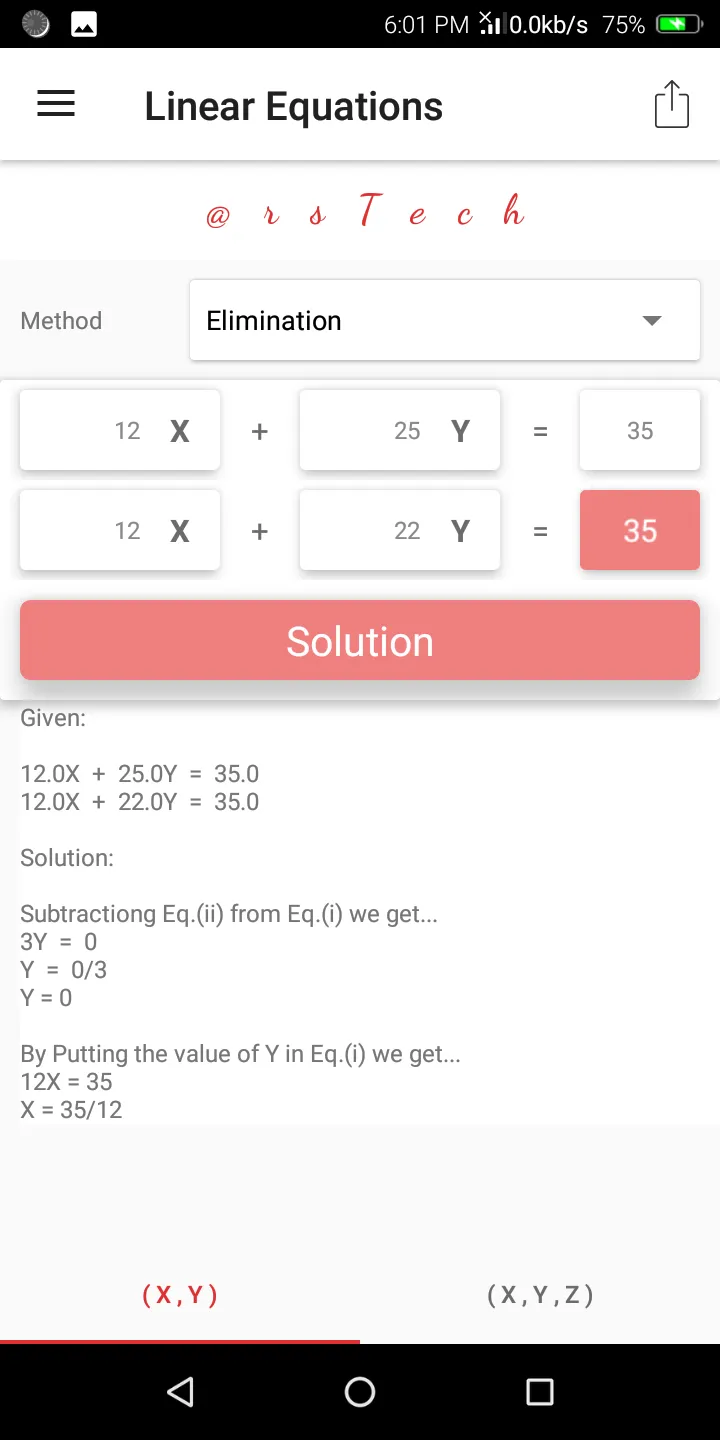 Linear Equations Solver | Indus Appstore | Screenshot