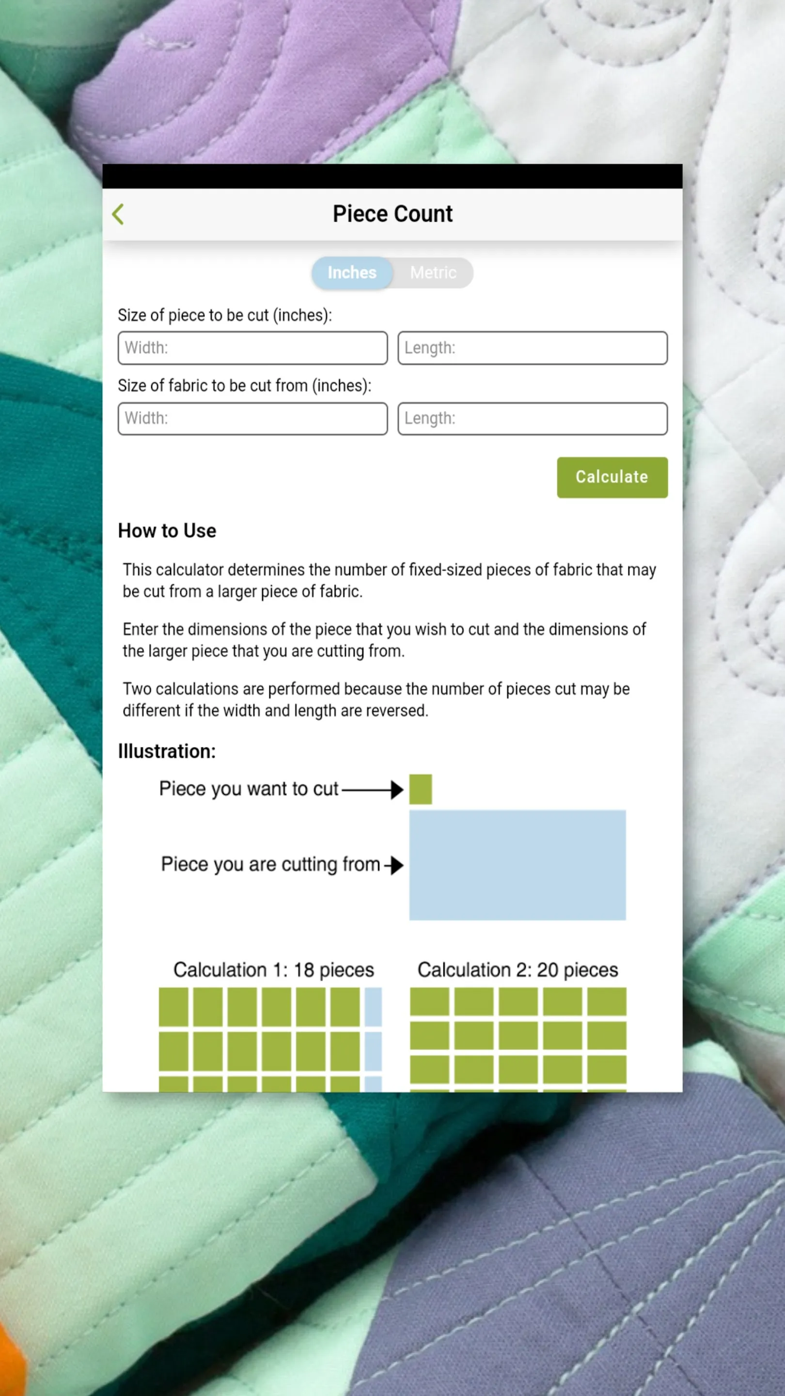 Quilting Calculators | Indus Appstore | Screenshot