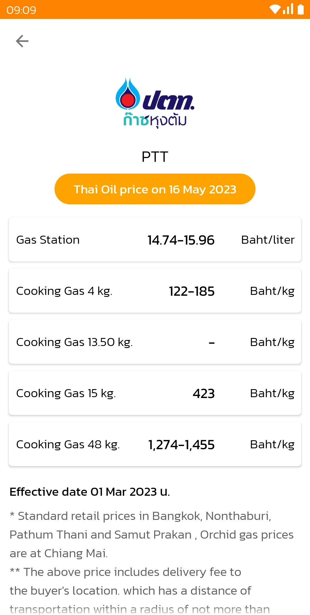 Thai Oil Price | Indus Appstore | Screenshot