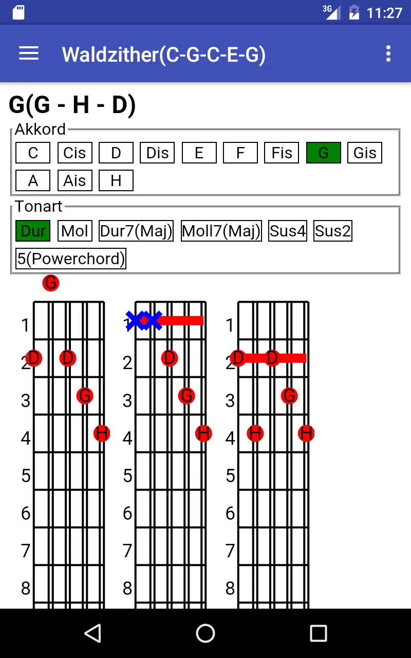 Grifftabelle z.B. Waldzither | Indus Appstore | Screenshot