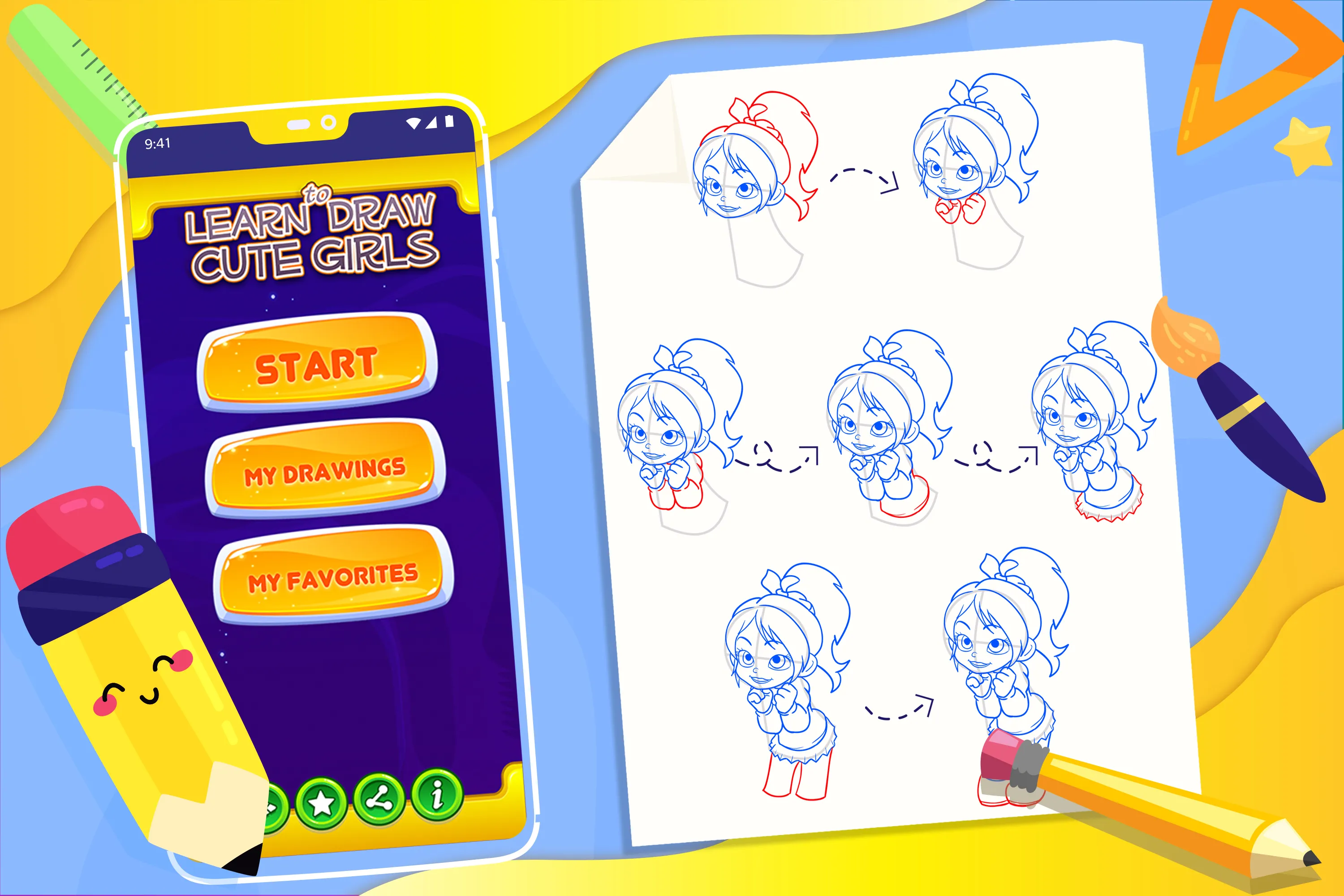 Learn to Draw Girl Characters | Indus Appstore | Screenshot