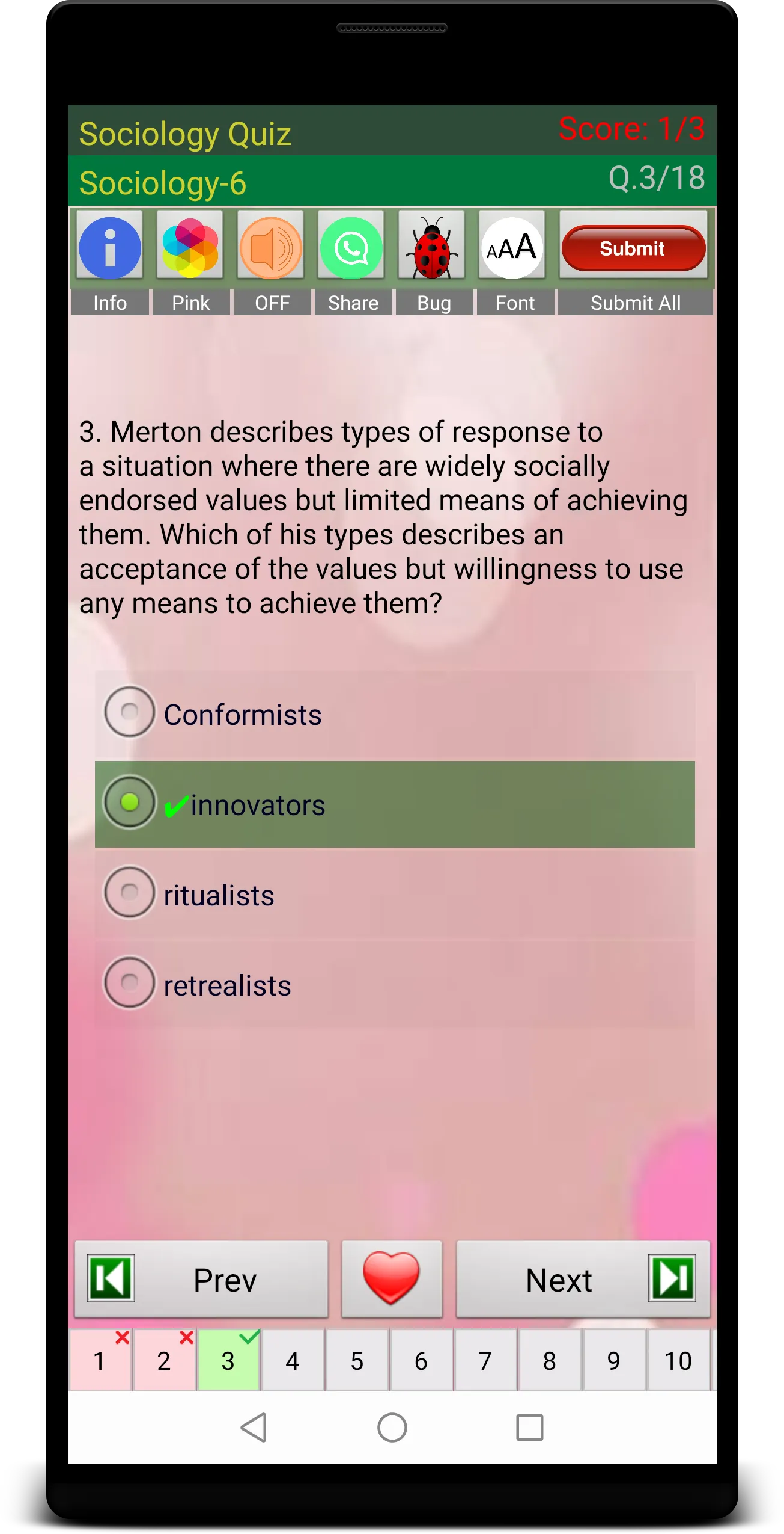 Sociology Quiz | Indus Appstore | Screenshot