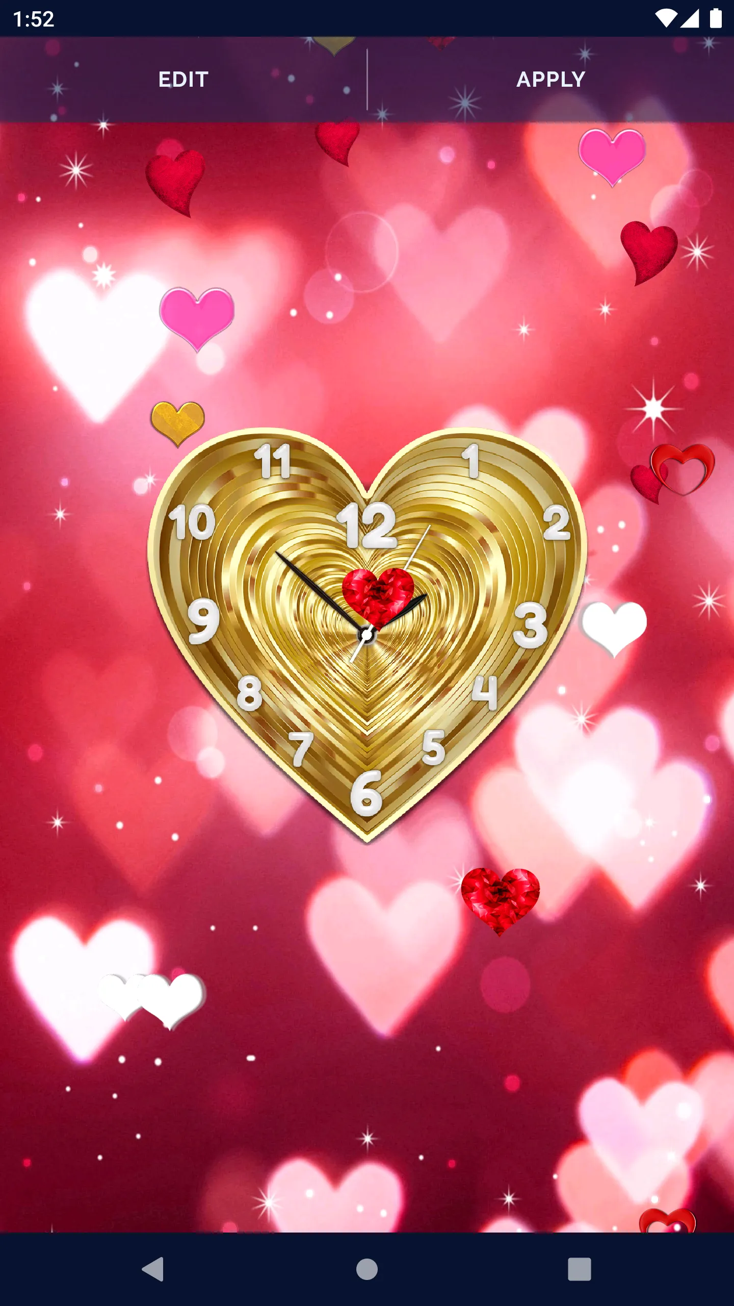 Love Hearts Clock Wallpaper | Indus Appstore | Screenshot