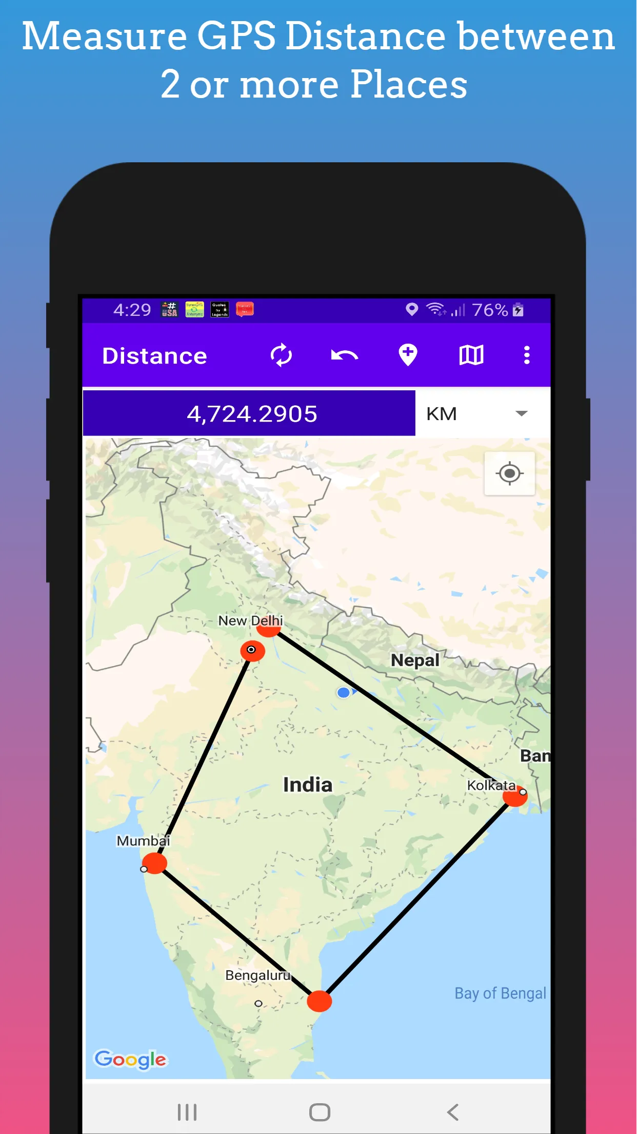 GPS Distance Measurement | Indus Appstore | Screenshot