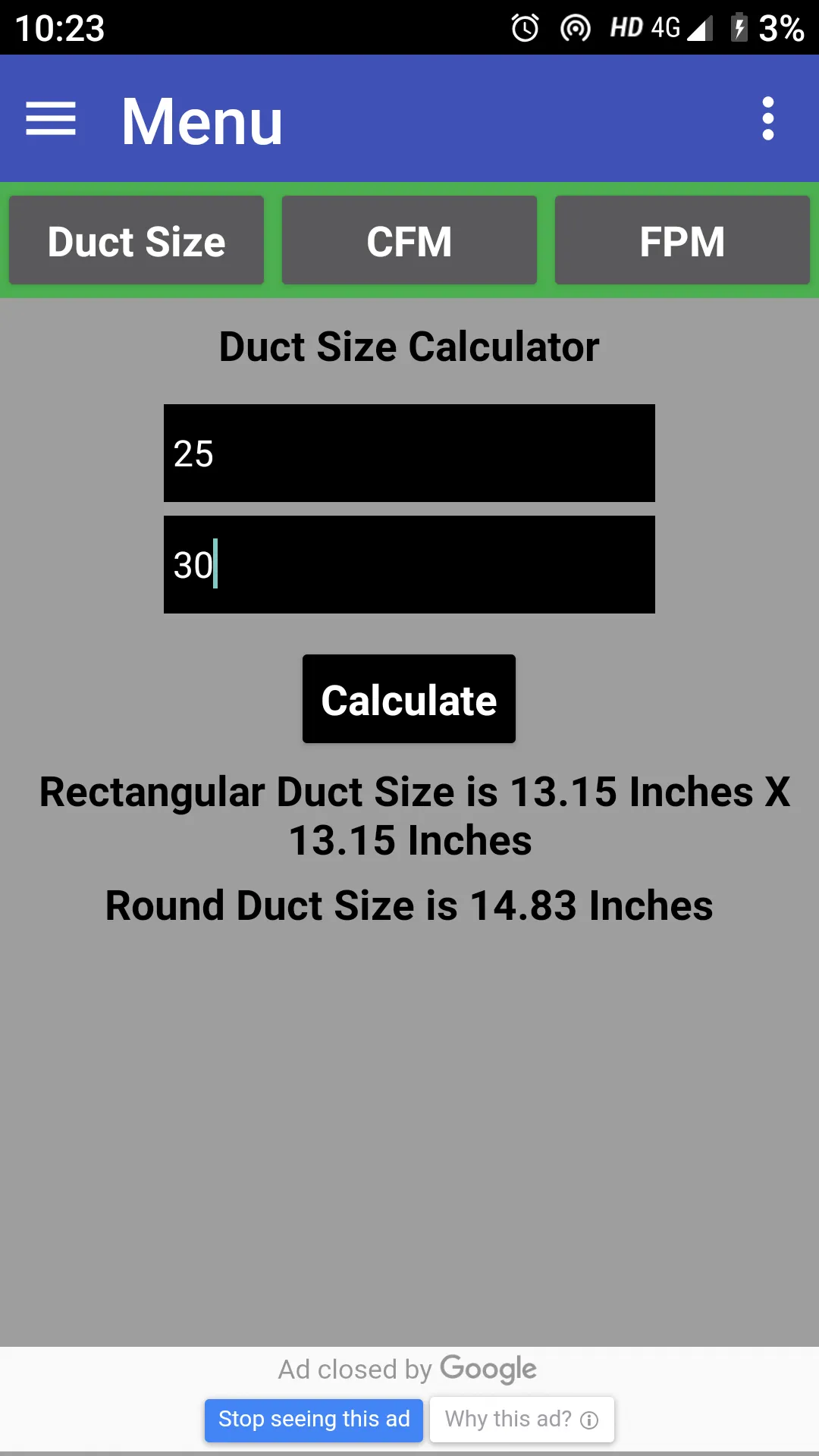 Duct Calculator | Indus Appstore | Screenshot