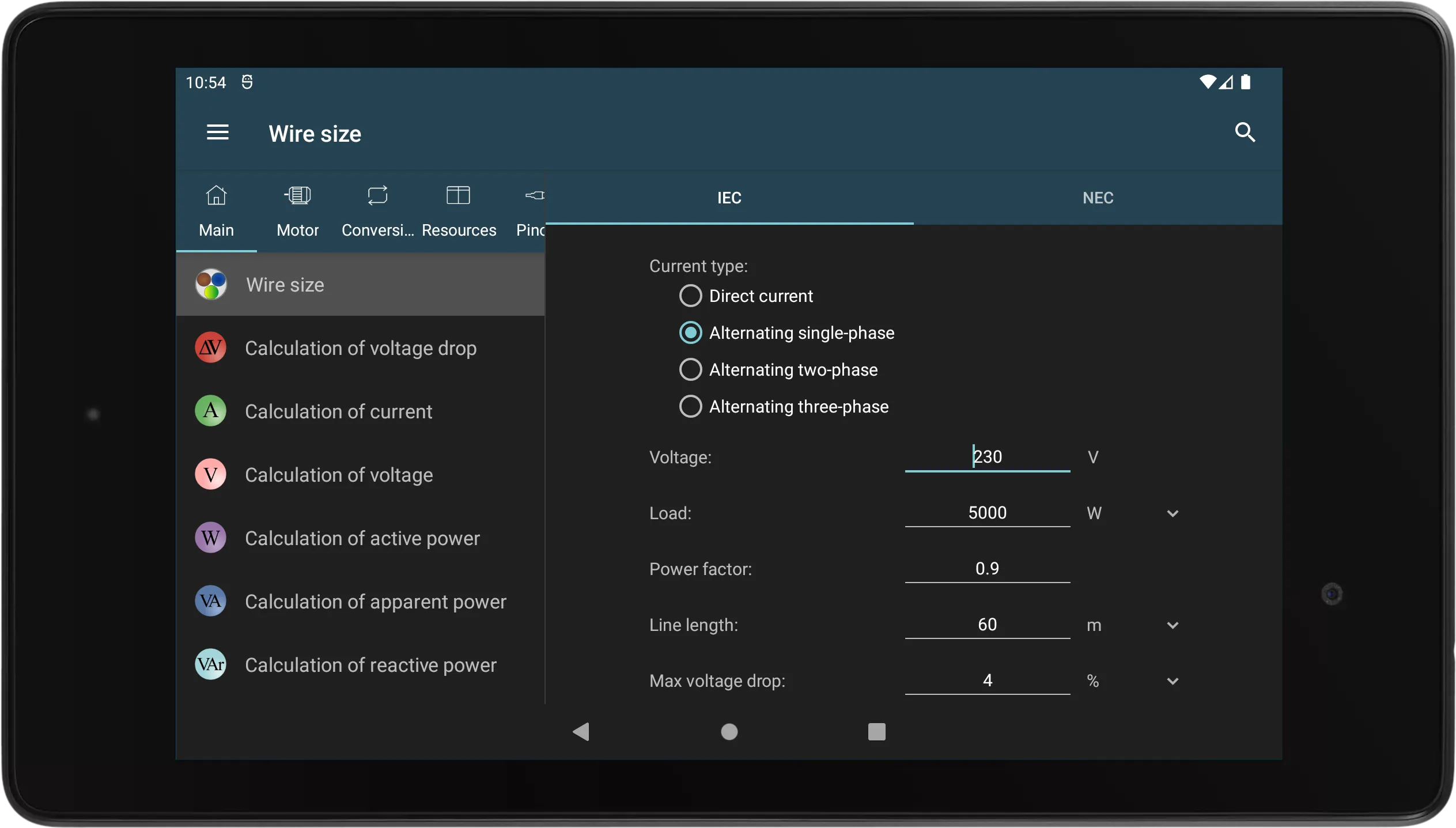 Electrical Calculations | Indus Appstore | Screenshot