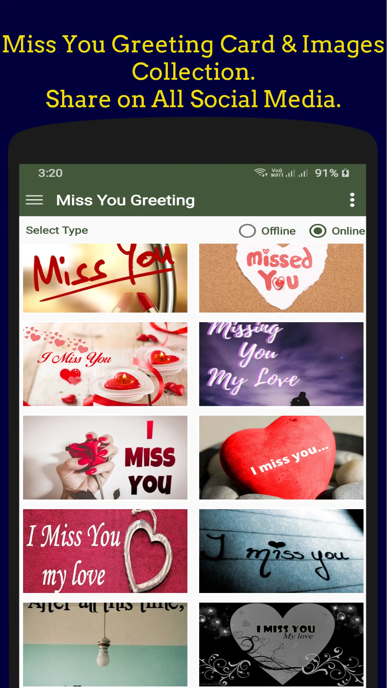 Miss You Greeting Collection. | Indus Appstore | Screenshot