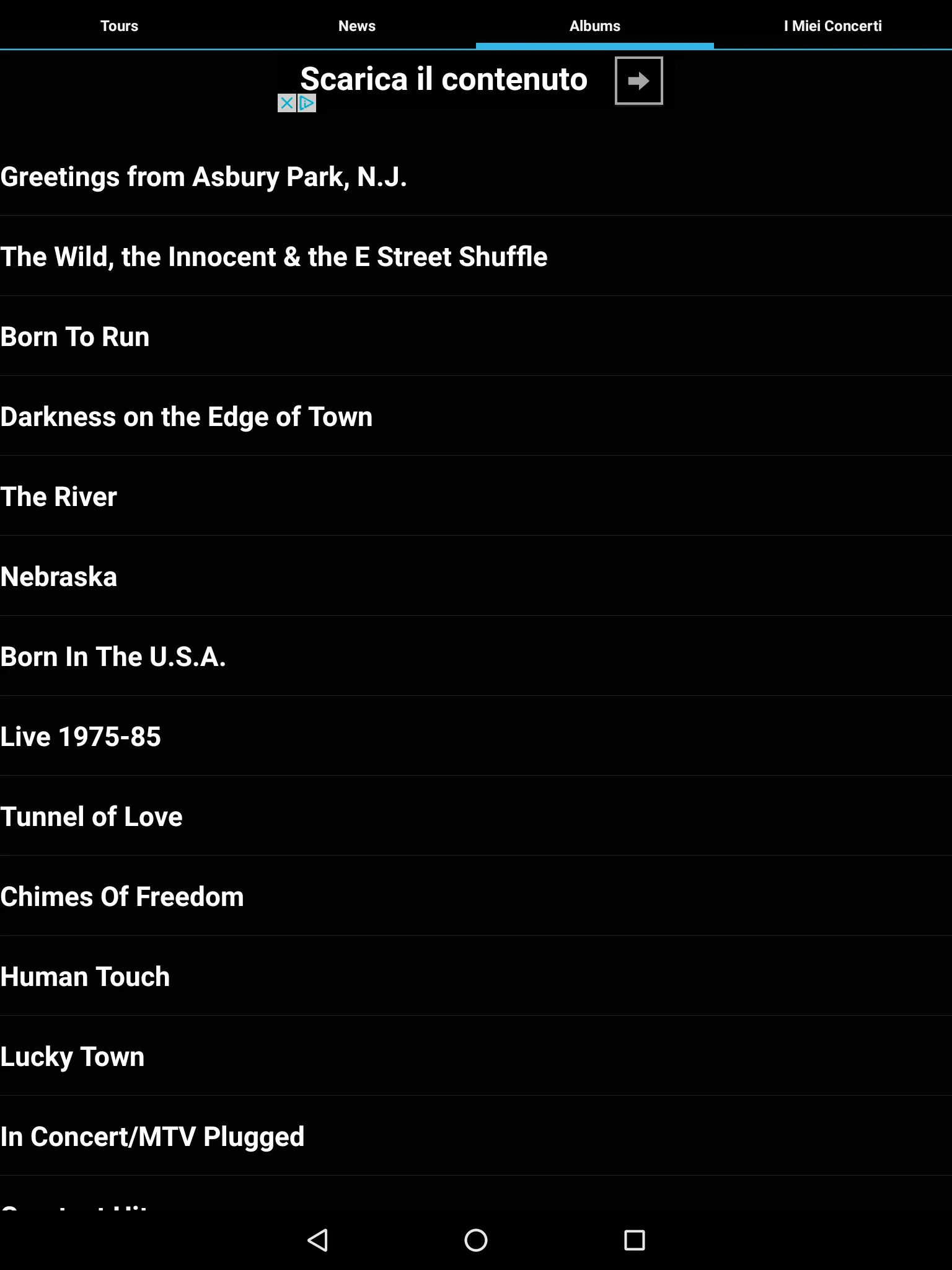 Bruce Springsteen Concerts | Indus Appstore | Screenshot