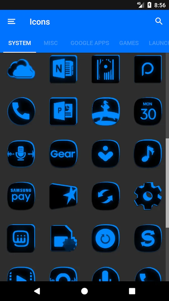 Flat Black and Blue Icon Pack | Indus Appstore | Screenshot