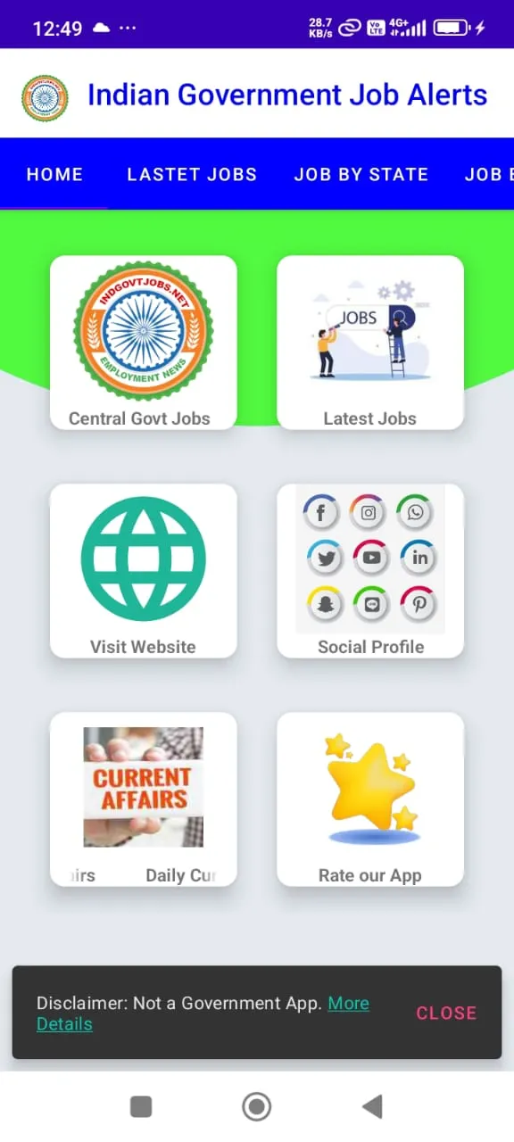 Indian Government Job Alerts | Indus Appstore | Screenshot