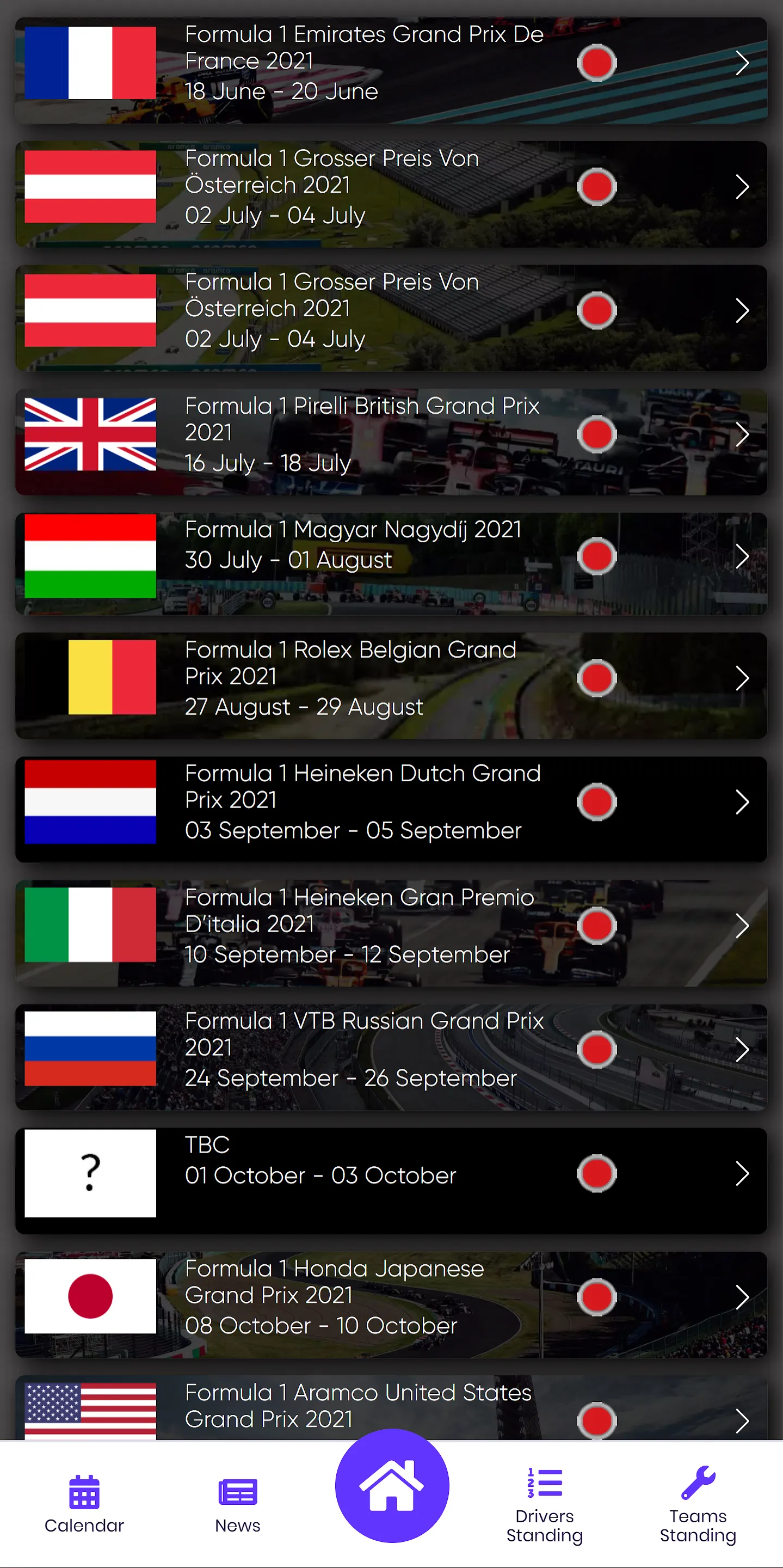 Formula 1 LiveTime/Calendar | Indus Appstore | Screenshot