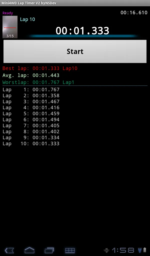 Mini4WD Lap Timer V2 byNSDev | Indus Appstore | Screenshot