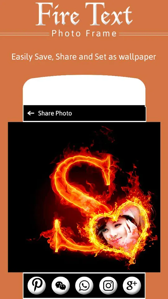 Fire Text Photo Frame | Indus Appstore | Screenshot