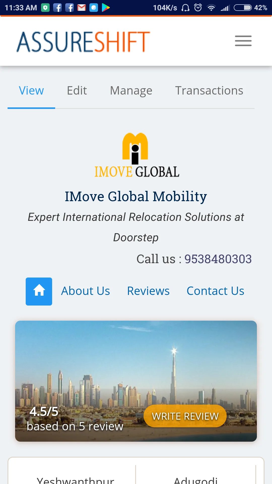 Assure Shift - Relocation Lead | Indus Appstore | Screenshot