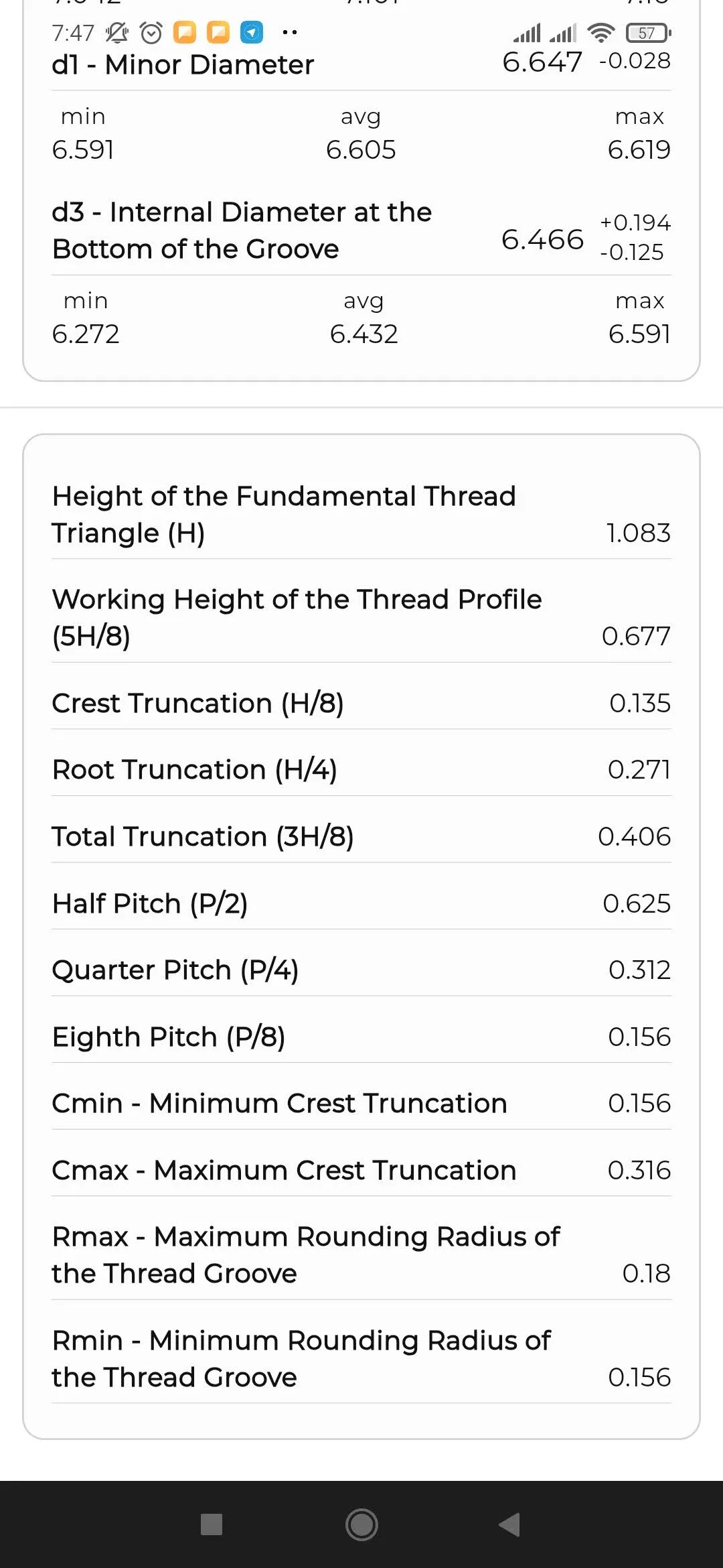 Metric & Inch Thread Tolerance | Indus Appstore | Screenshot