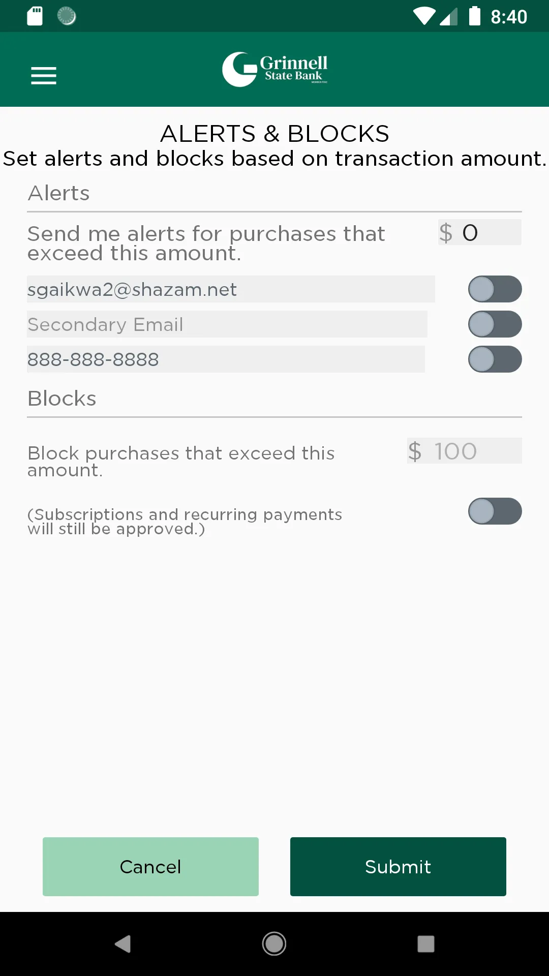 GSB Card Control | Indus Appstore | Screenshot