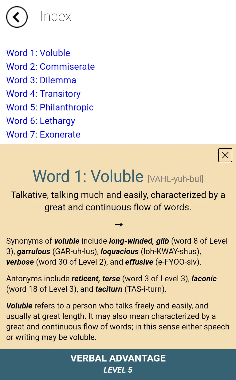 Verbal Advantage - Level 5 | Indus Appstore | Screenshot