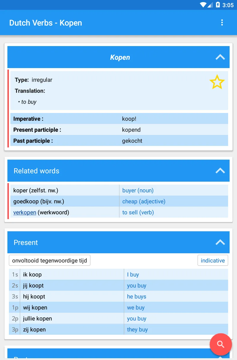 The Dutch Verbs Companion | Indus Appstore | Screenshot