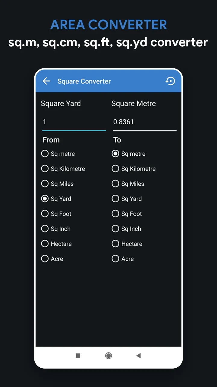 Square meters : sq.ft convert | Indus Appstore | Screenshot