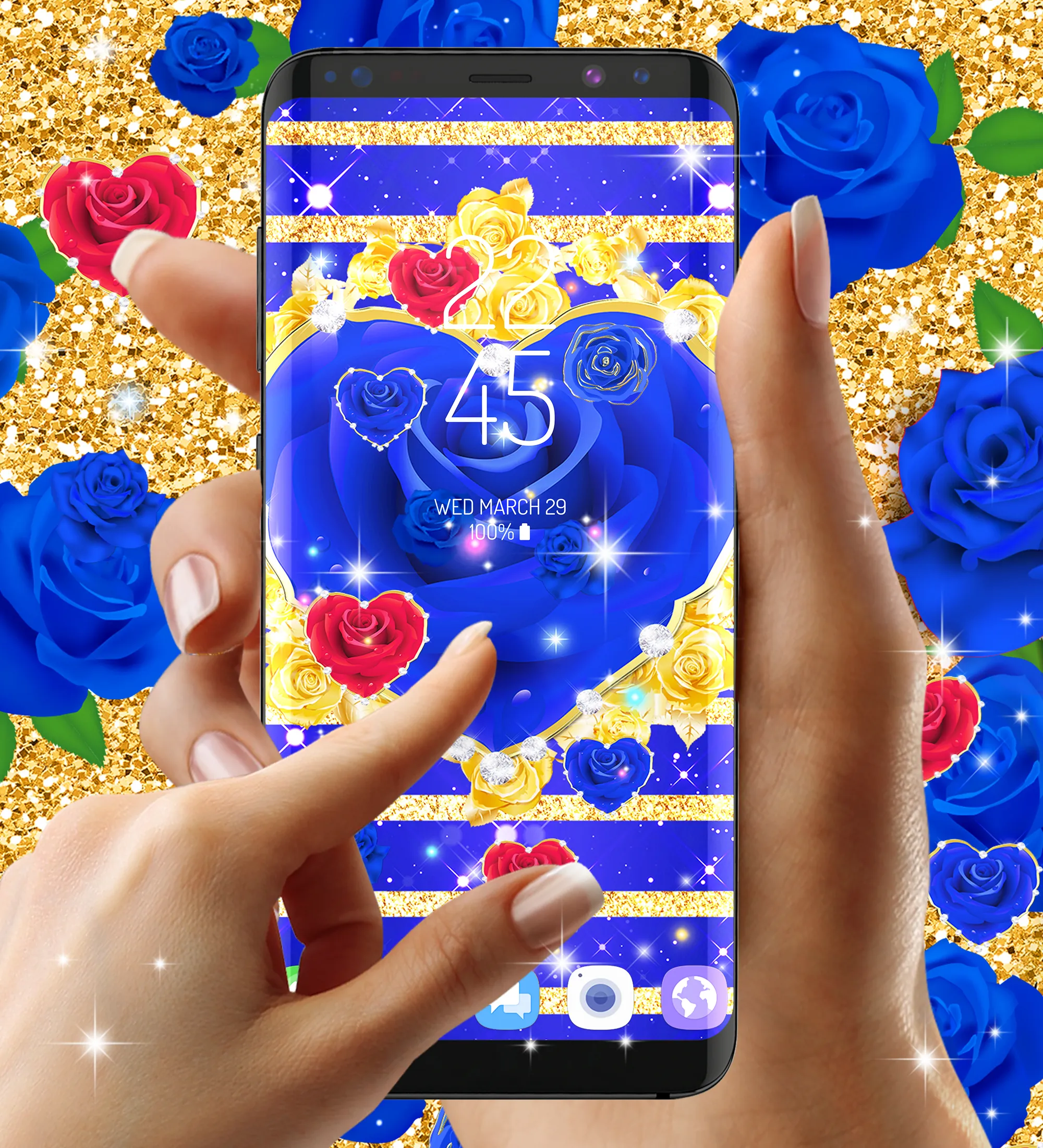 Blue golden rose wallpapers | Indus Appstore | Screenshot