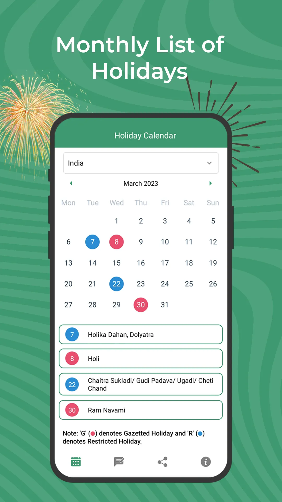 Holiday Calendar 2023 - 24 | Indus Appstore | Screenshot