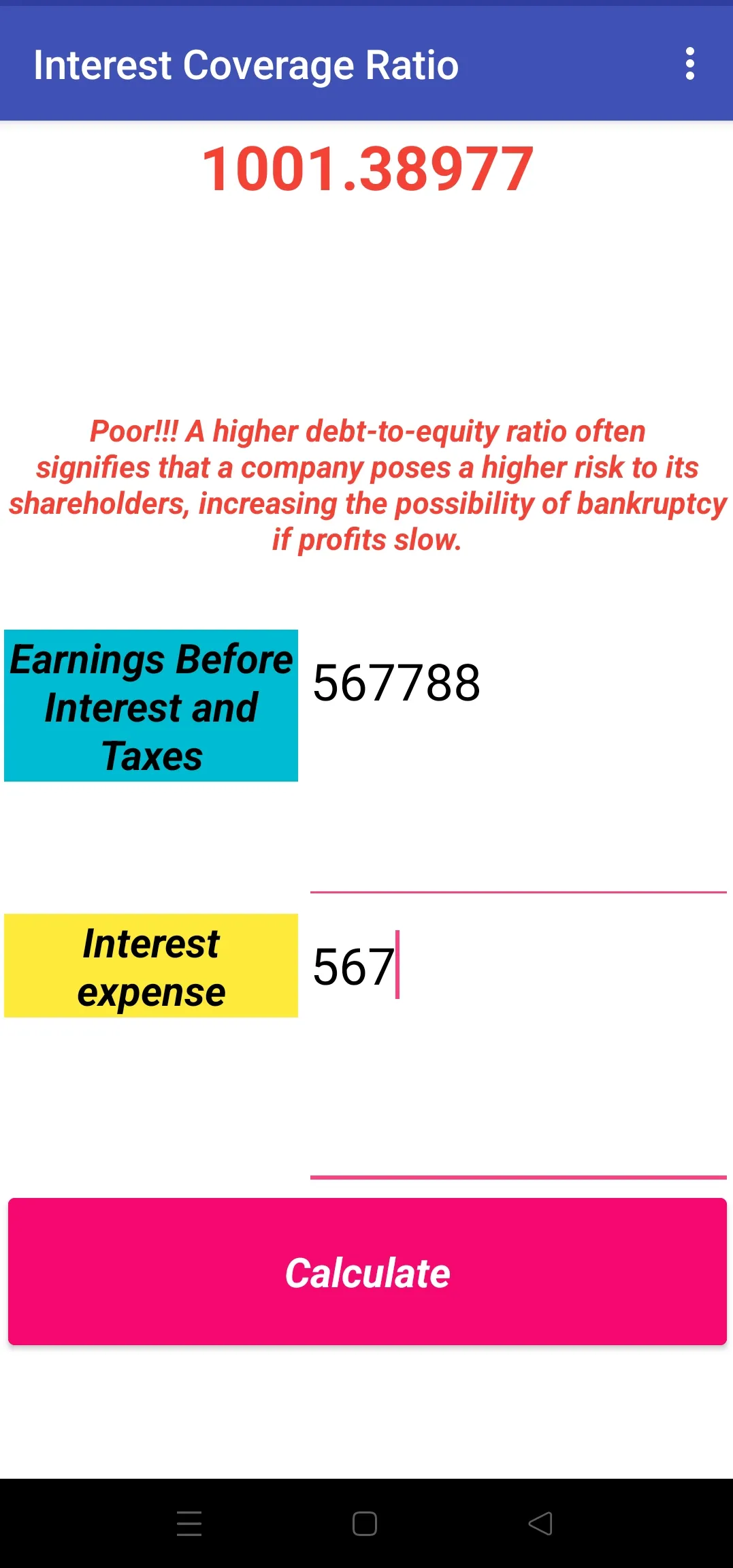 Financial Ratio Calculator | Indus Appstore | Screenshot