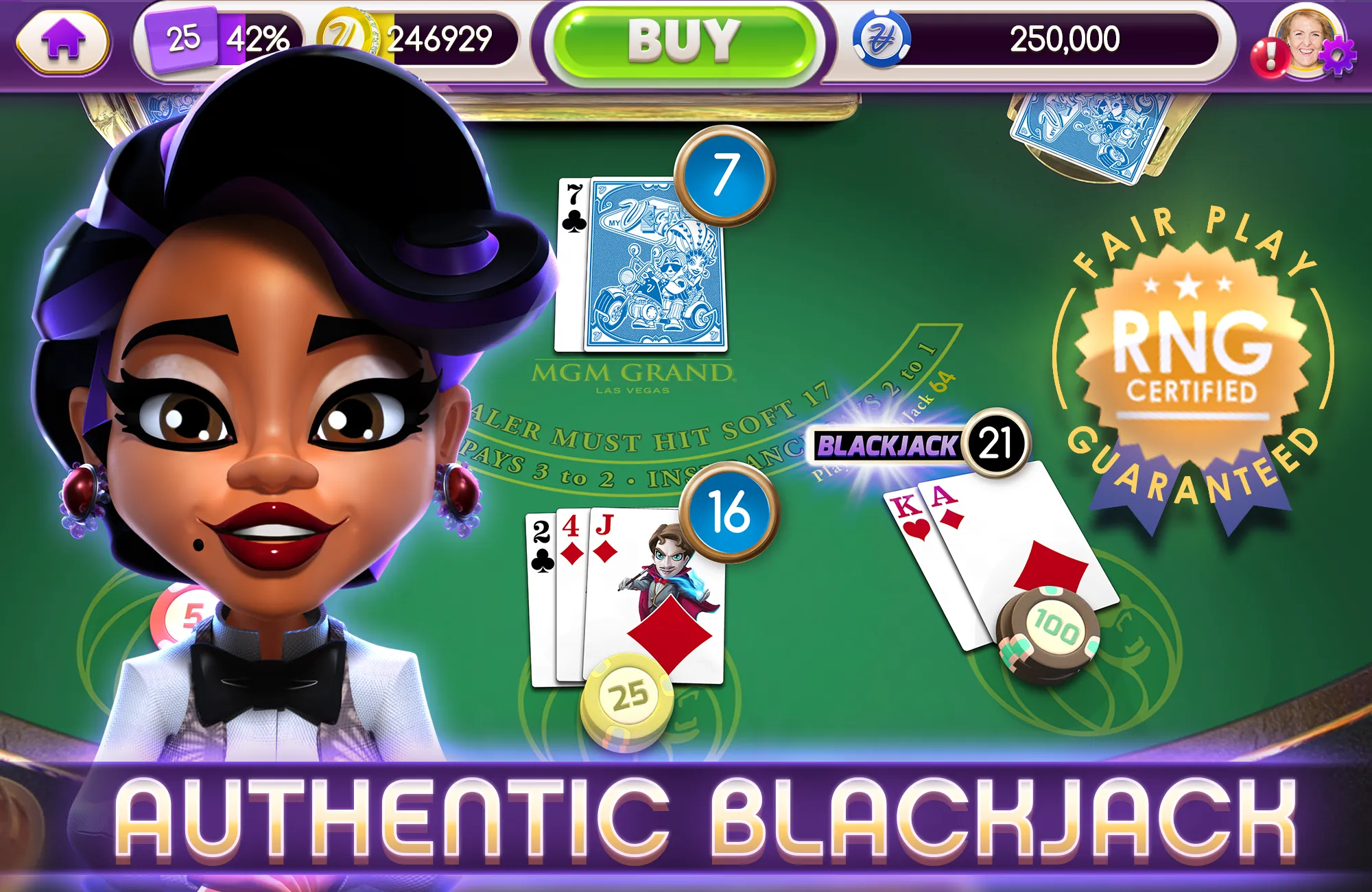 myVEGAS BlackJack 21 Card Game | Indus Appstore | Screenshot