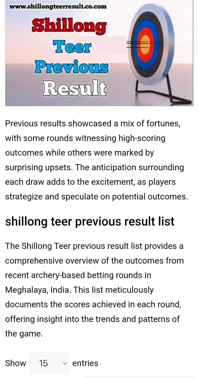 Shillong Teer Result | Indus Appstore | Screenshot