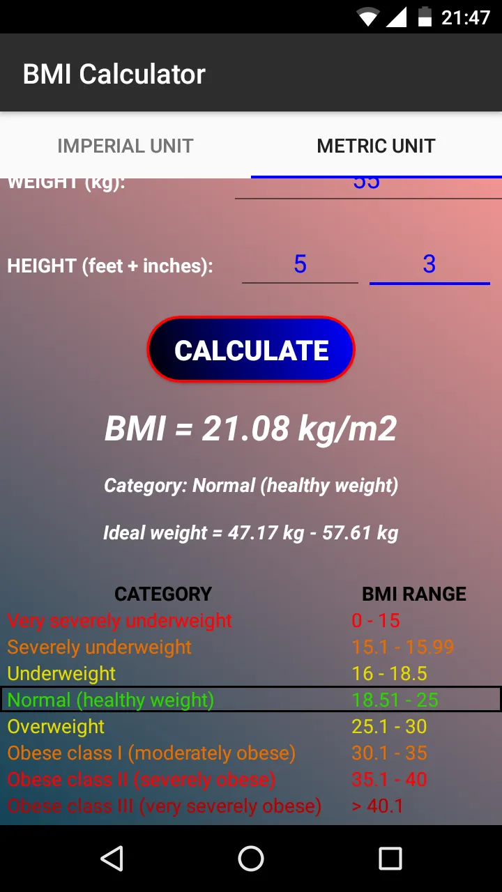 BMI Calculator | Indus Appstore | Screenshot