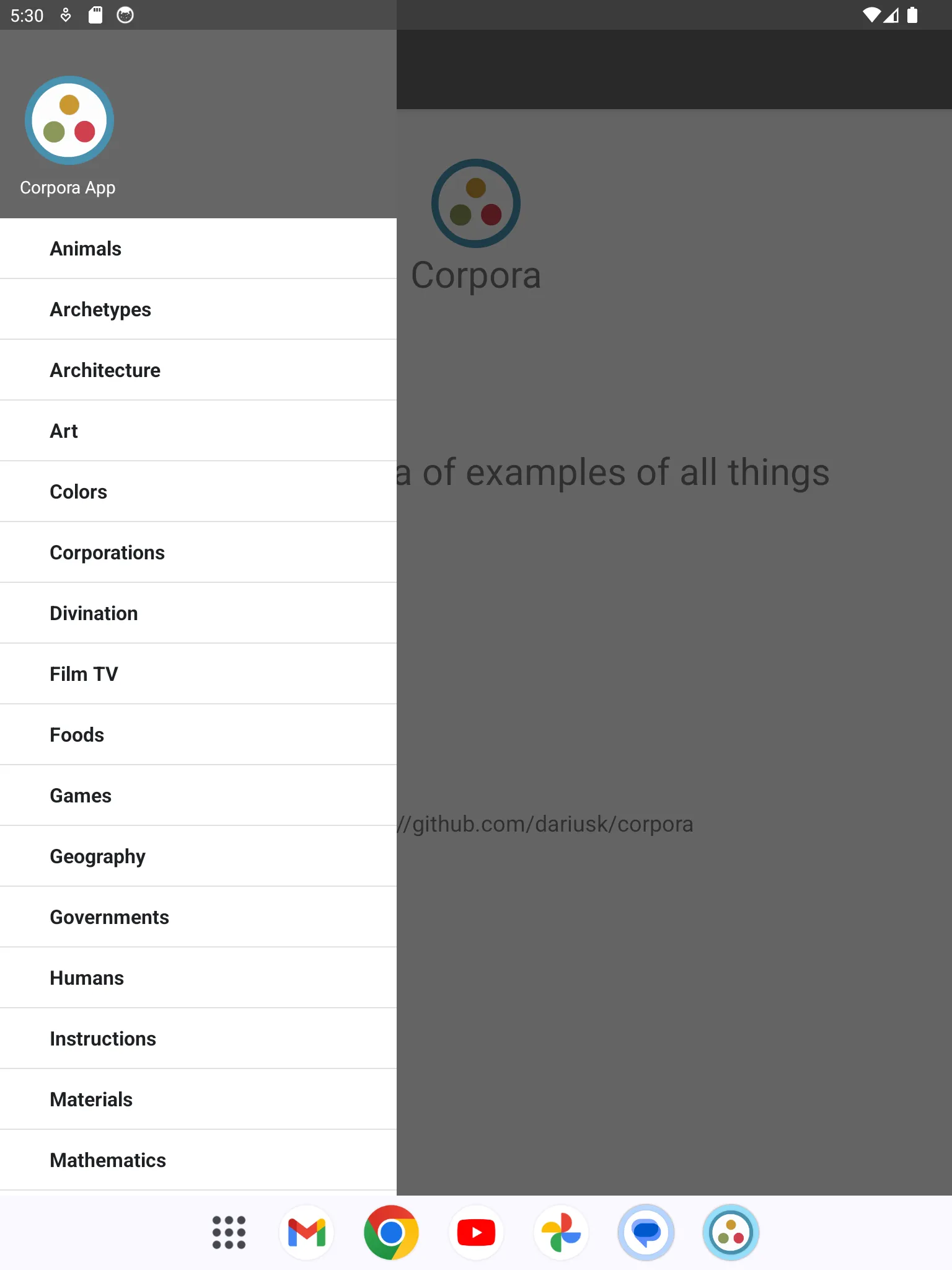 Corpora -Encyclopedia examples | Indus Appstore | Screenshot