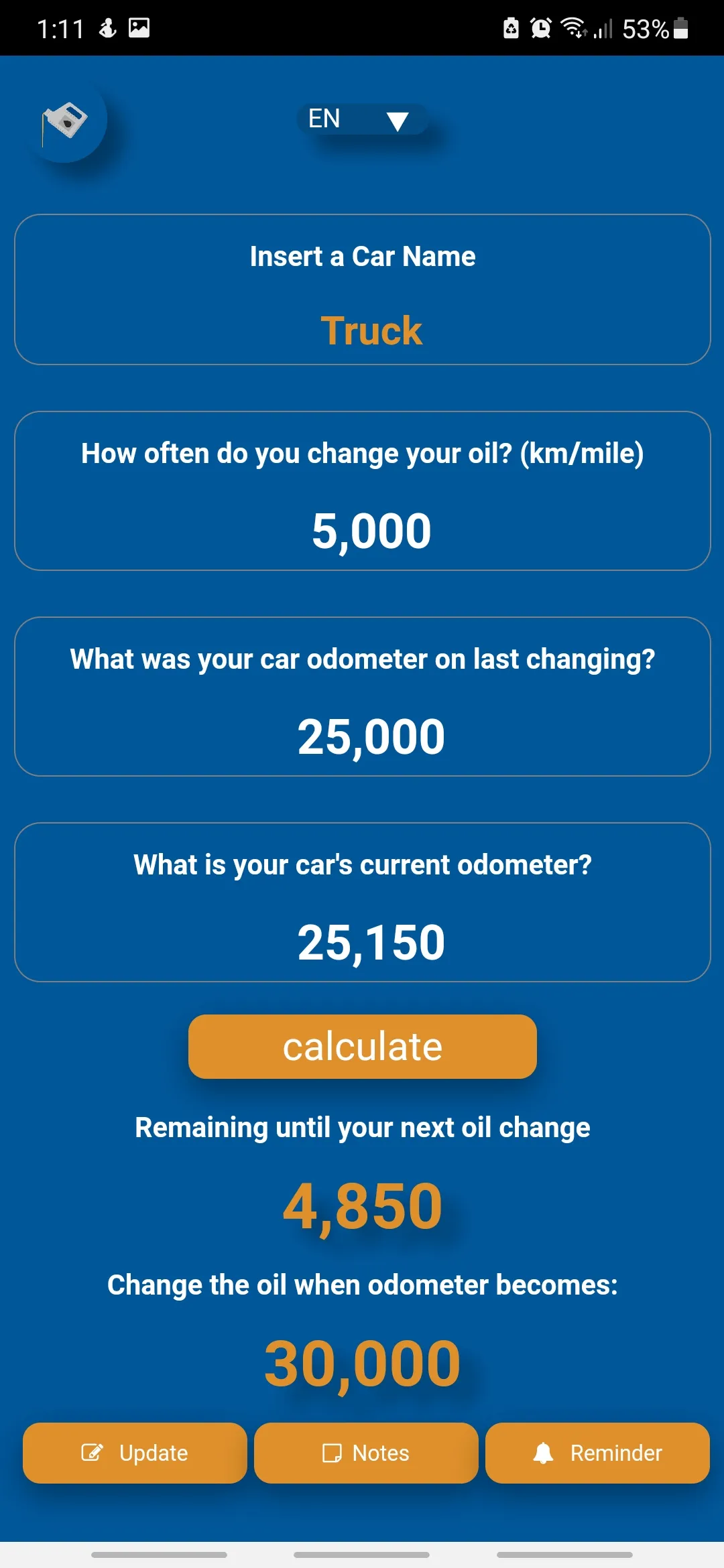 Oil Change Reminder | Indus Appstore | Screenshot