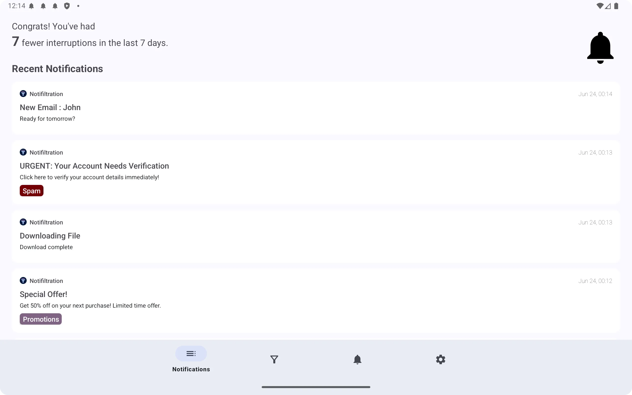 Notifiltr Notification History | Indus Appstore | Screenshot