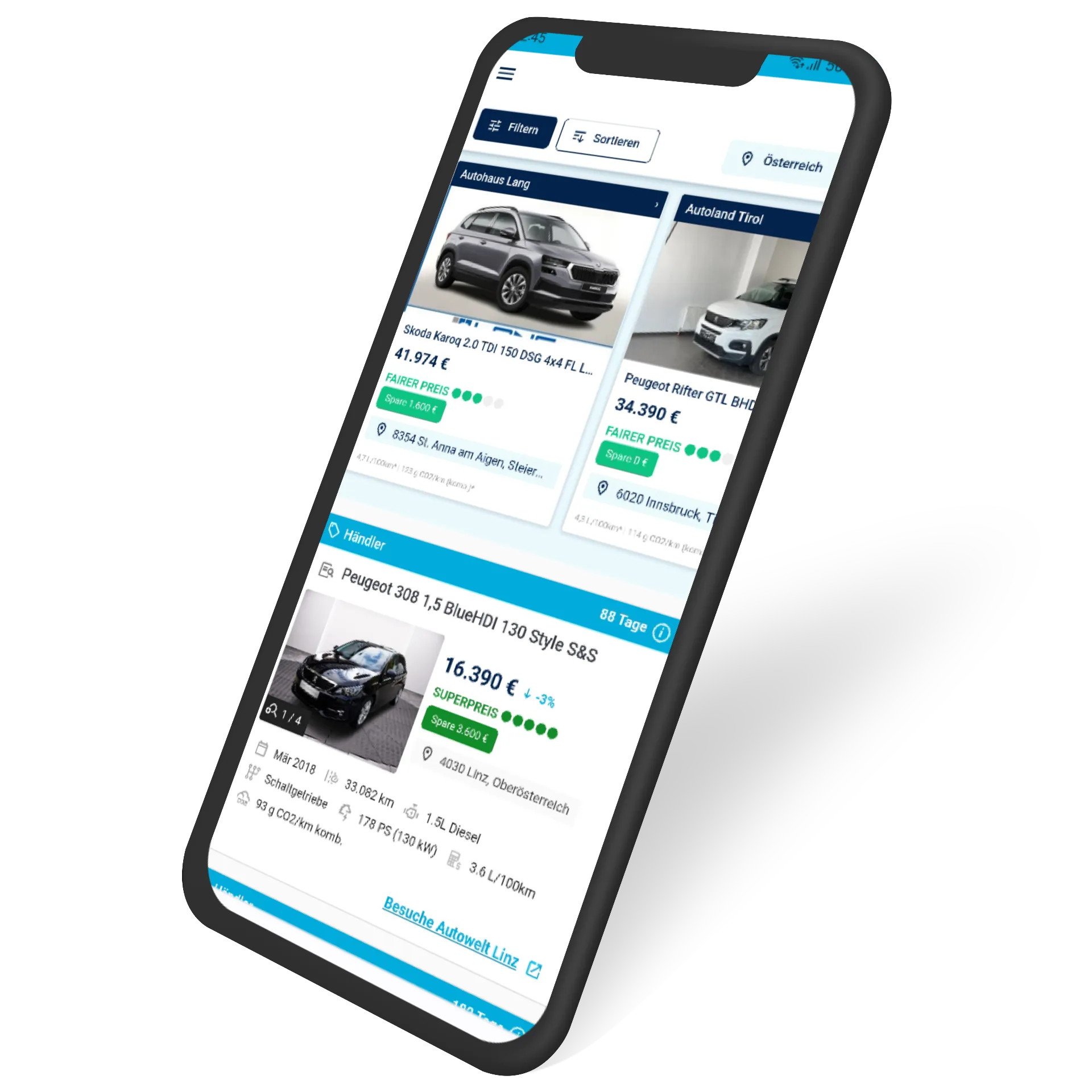 Gebrauchtwagen Österreich | Indus Appstore | Screenshot