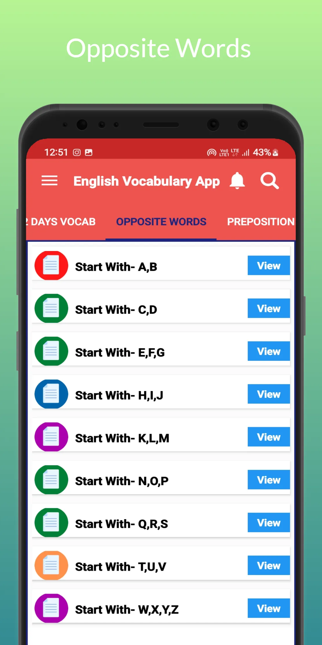 Hindi English Vocabulary App | Indus Appstore | Screenshot