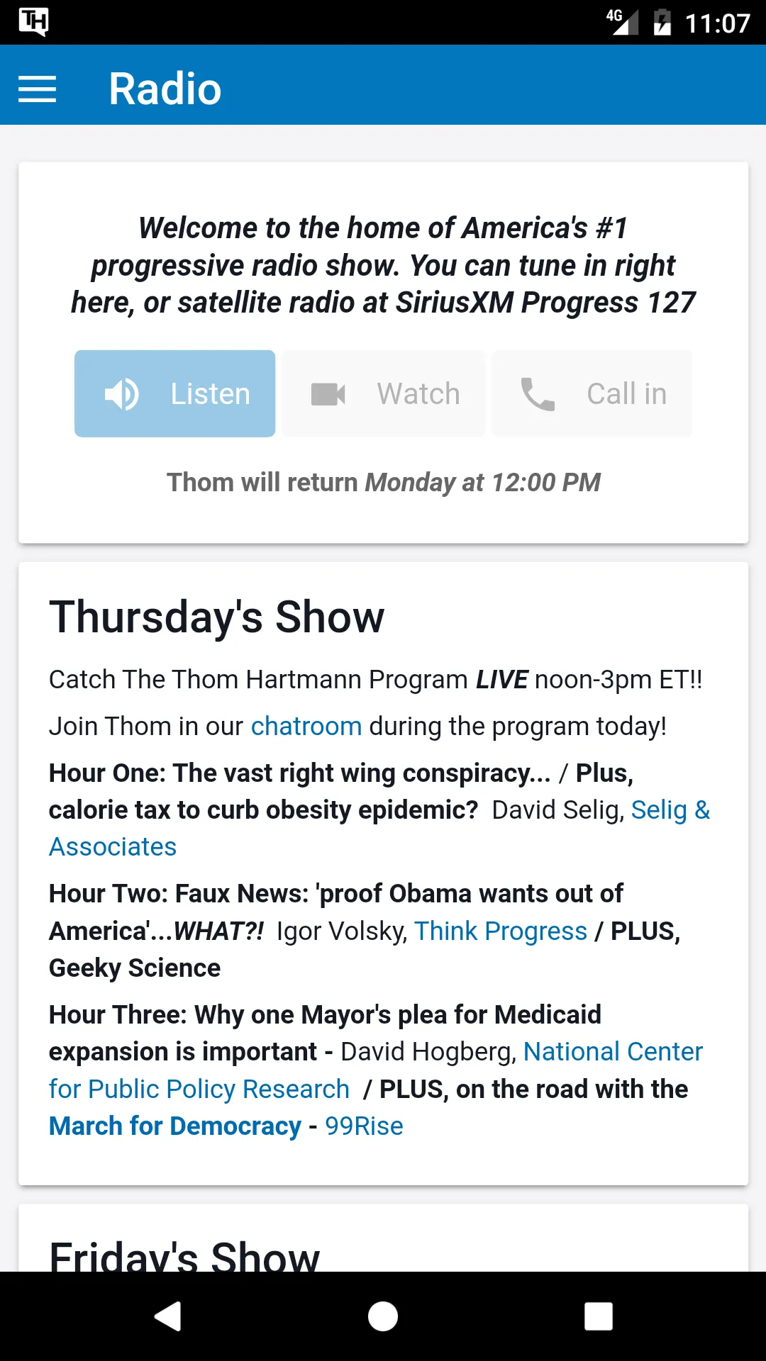 The Thom Hartmann Program | Indus Appstore | Screenshot