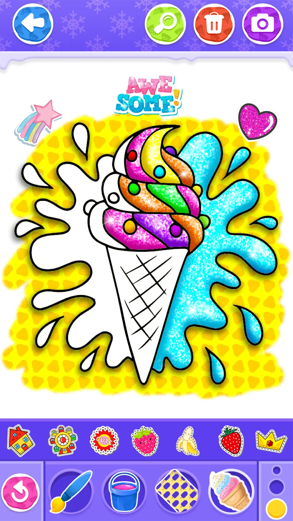 Glitter Ice Cream Coloring | Indus Appstore | Screenshot