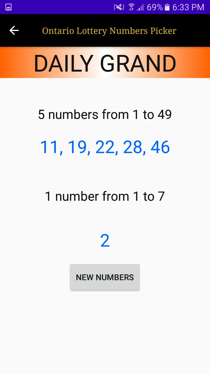 Ontario Lottery Numbers Picker | Indus Appstore | Screenshot