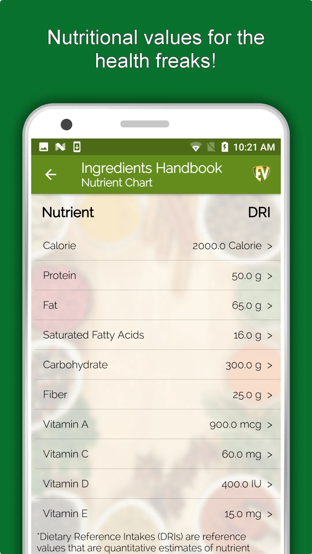 Ingredients & Nutrition Guide | Indus Appstore | Screenshot