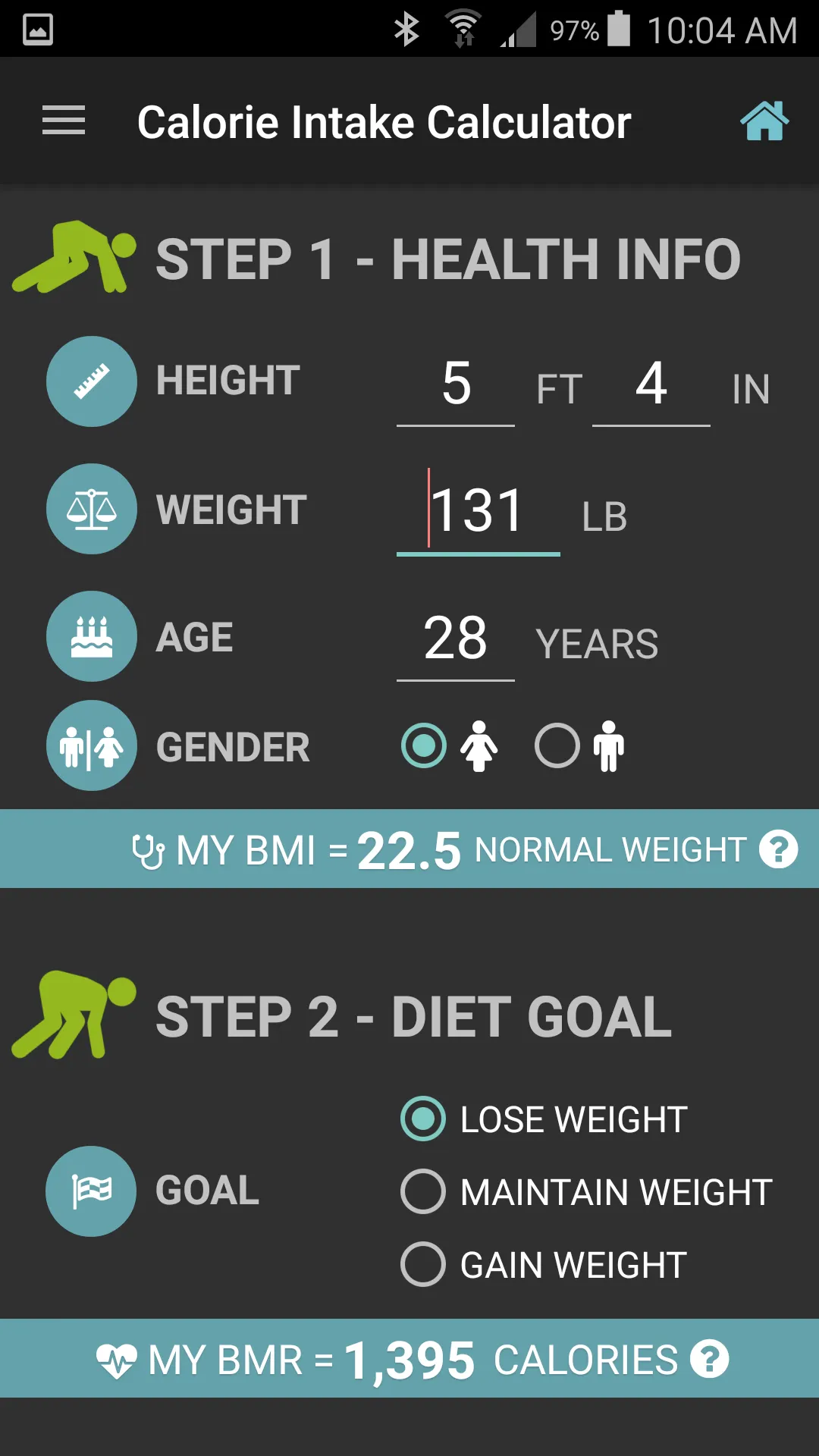 Diet Calories Start Calculator | Indus Appstore | Screenshot