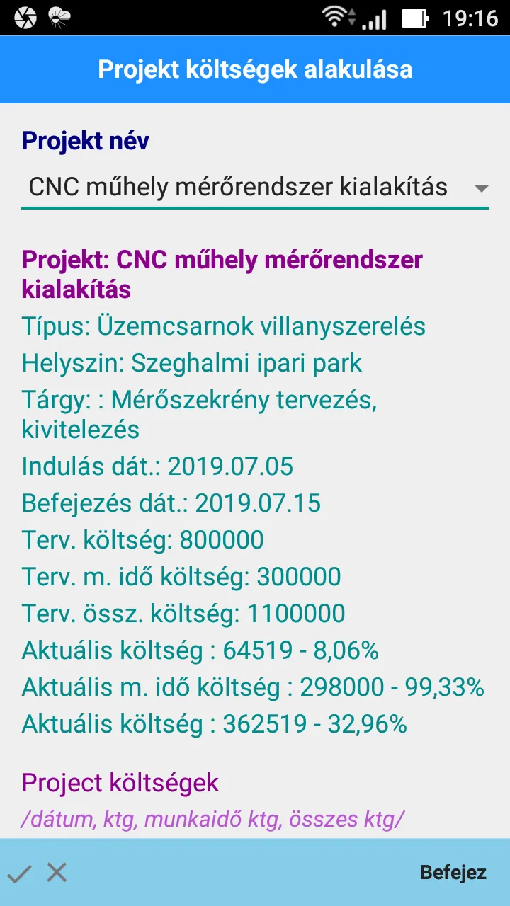 Projekt Költség Nyilvántartó | Indus Appstore | Screenshot