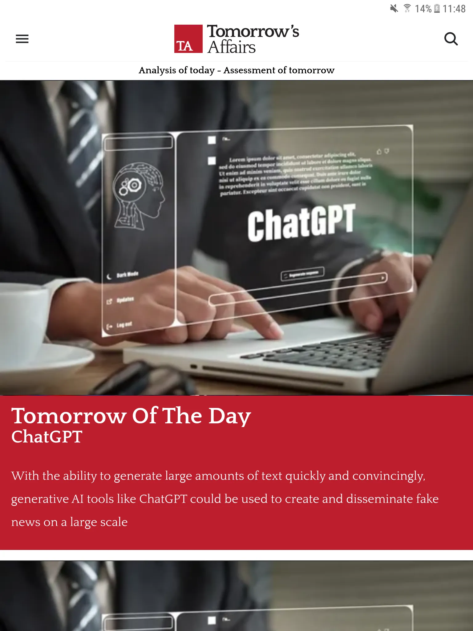 Tomorrow's Affairs | Indus Appstore | Screenshot